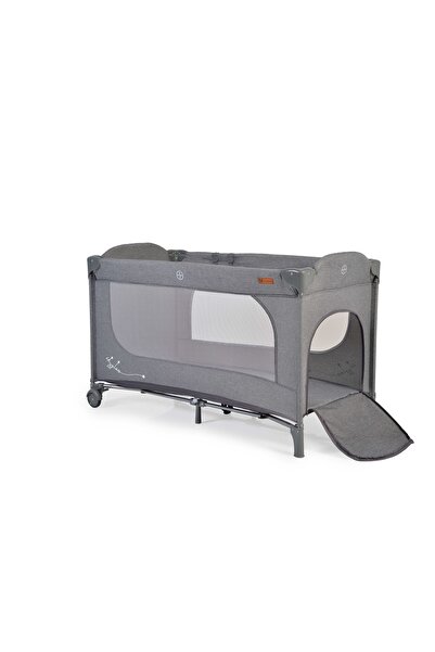 Cangaroo Skyglow foldable cot with one height level and support rings 120x60 cm, Grey