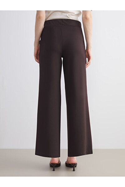 LC Waikiki Kahverengi Beli Lastikli Geniş Paça Kadın Pantolon