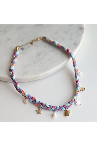 Venus Design Renkli Şal Kumaş Charm Kolye