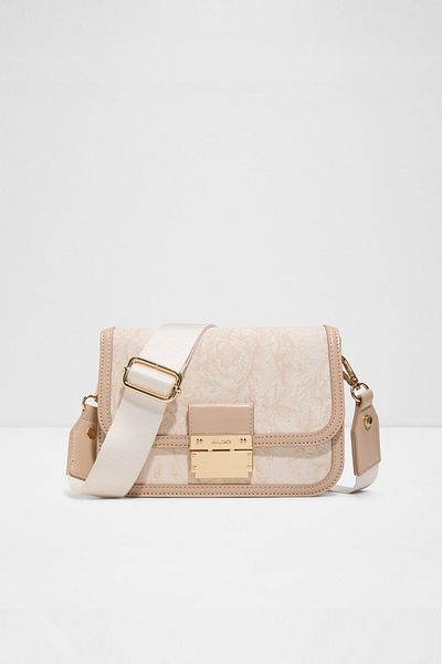 Aldo Tibialis - Women's White Double Handle Crossbody Bag with Lock Closure