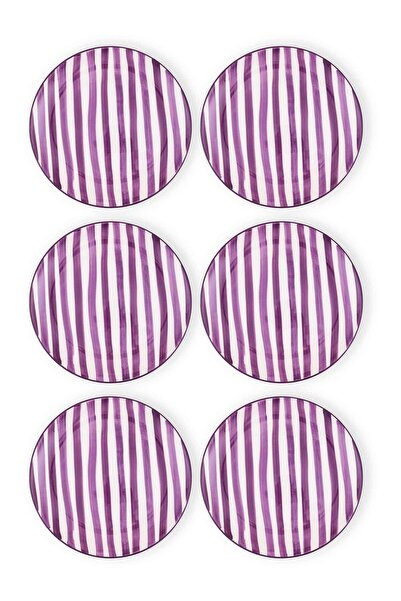 The Mia Joy Servis Tabağı 6lı Set Mor 26 cm