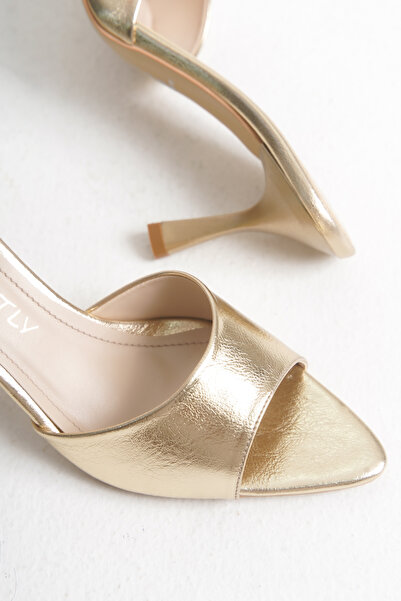 Melacomfort Women's Thin Heeled Pointed Toe Gold Slippers