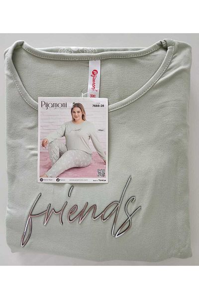 Pijamoni Milan Fabric Plus Size Long-Sleeve Pajamas Set 7666