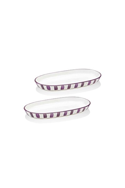 The Mia Joy Oval Servis 2li Set Mor 11x21x3 cm