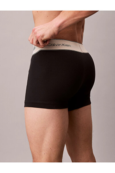 Calvin Klein Erkek Elastik Logolu Bel Bantlı 3'lü Siyah Boxer LV00NB4446-UB1
