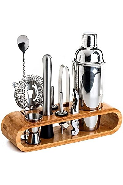 SKY TOUCH Bartender Kit: 11-Piece Bar Tool Set With Stylish Bamboo Stand