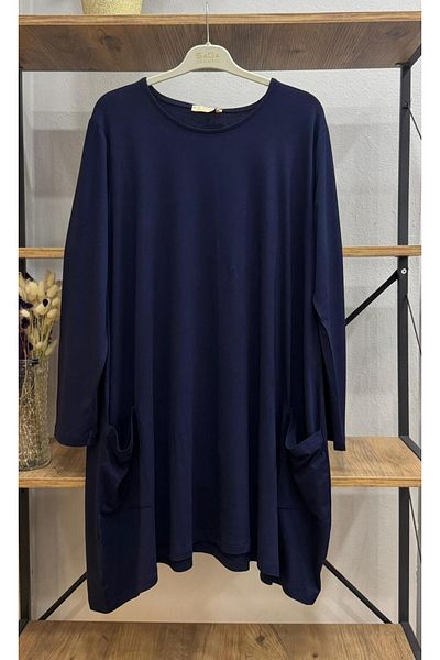 ÖZNE BUTİK Women's 100% Cotton Lycra Pocket Detail A-Line Combed Cotton Tunic