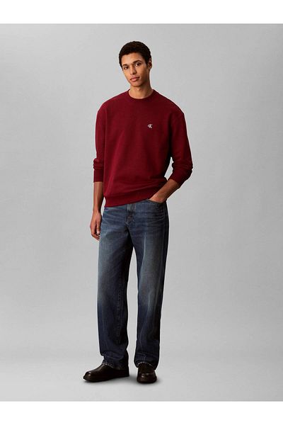 Calvin Klein Men's Regular Fit Cotton Crew Neck Long Sleeve Red Sweatshirt Lv04Rc296G-Wcv