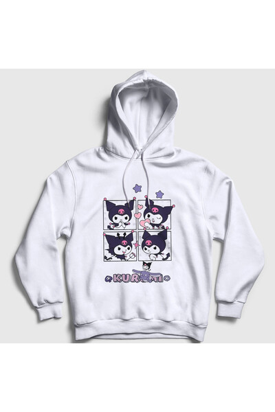 Presmono Unisex White Poses Kurami Kuromi Φούτερ με κουκούλα 568760tt