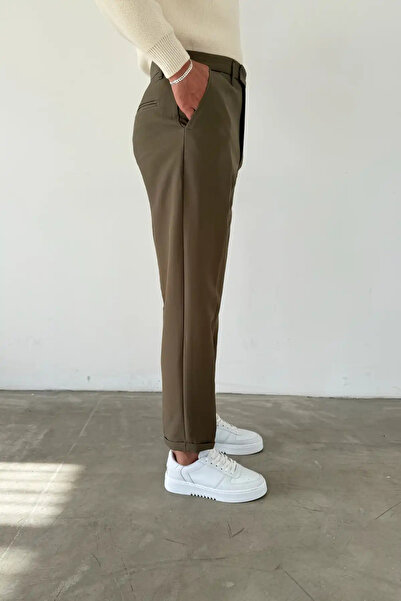 NUSHİ Kışlık Kısa Dilli Kumaş Pantolon HAKİ YEŞİL