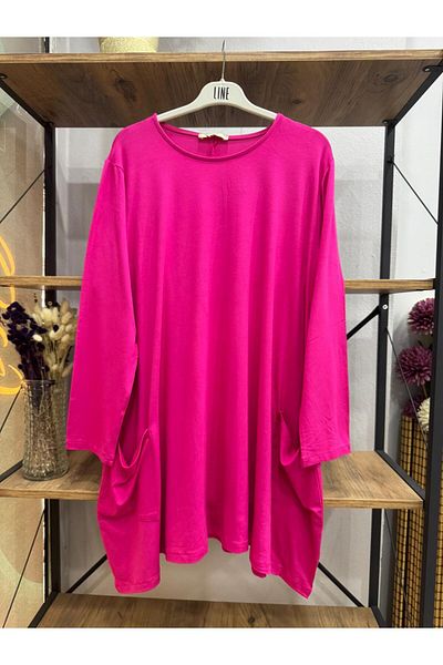 ÖZNE BUTİK Women's 100% Cotton Lycra Pocket Detail A-Line Combed Cotton Tunic
