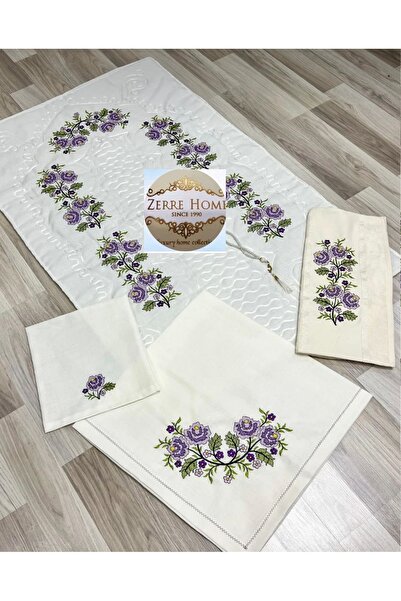 Çeyiz Bahçesi Çeyiz bahçesi kaneviçe nakış işlemeli seccade takımı mürdüm