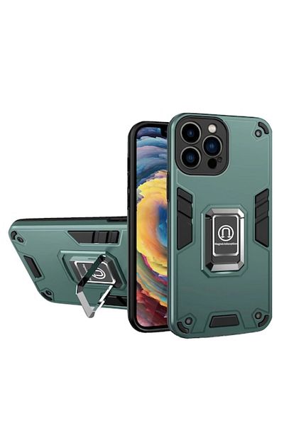 SOHO Iron Warriors Case for iPhone 13 Pro, Hybrid Ring Holder Kickstand, Dark Green