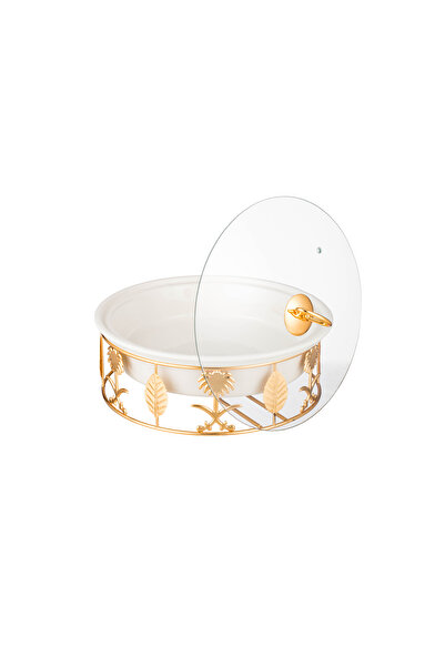 Abareek Al Safa Gold Round Food Warmer with Tender