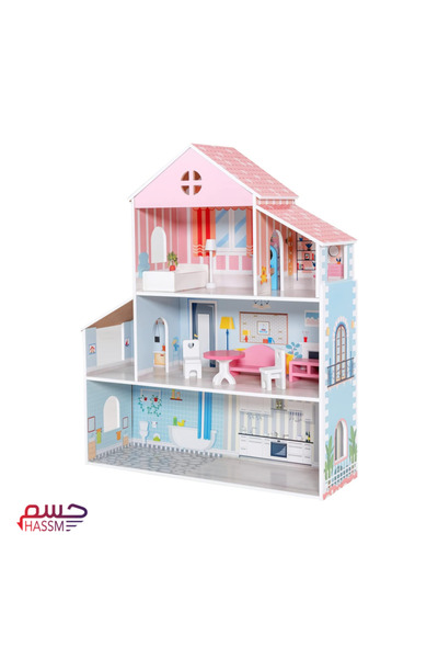 HSM بيت الدمية المكون من 3 طوابق و6 غرف
