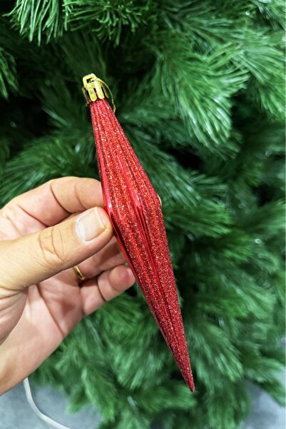 BeySüS Christmas Tree Ornament Red Long Drop Shaped Set of 6