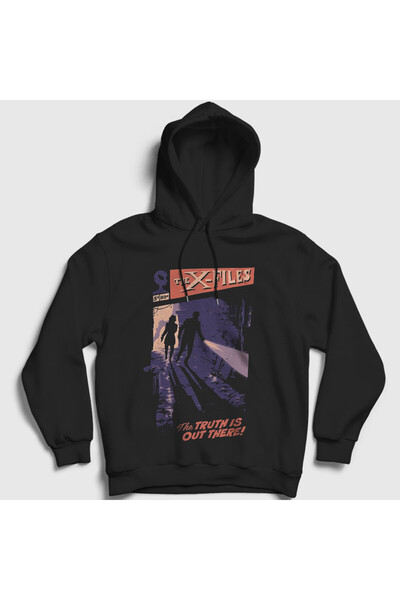 Presmono Unisex Black Comics Series the X Files Hooded Sweatshirt 566097Tt
