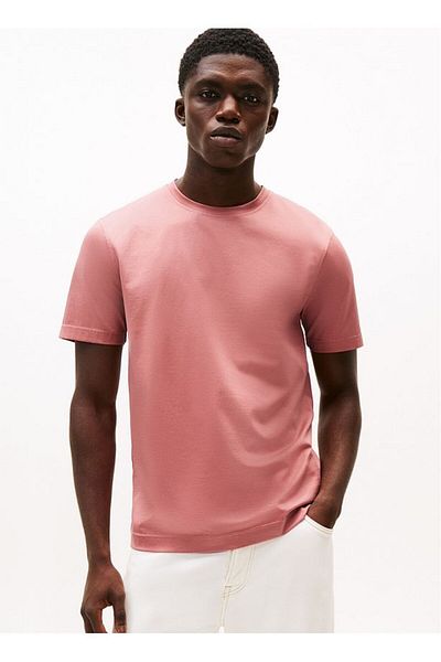 Tommy Hilfiger Men's Regular Fit Round Neck Cotton Short Sleeve Pink T-Shirt Mw0Mw39779-Ti0