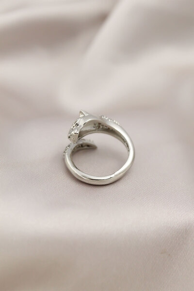 Skygo Silver Color Metal Tiger Model Zircon Stone Women's Ring - Tj-Byk2209