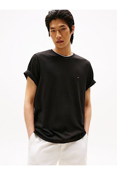 Tommy Hilfiger Men's Short Sleeve Crew Neck Cotton Plain Model Black T-Shirt Mw0Mw39368-Bds