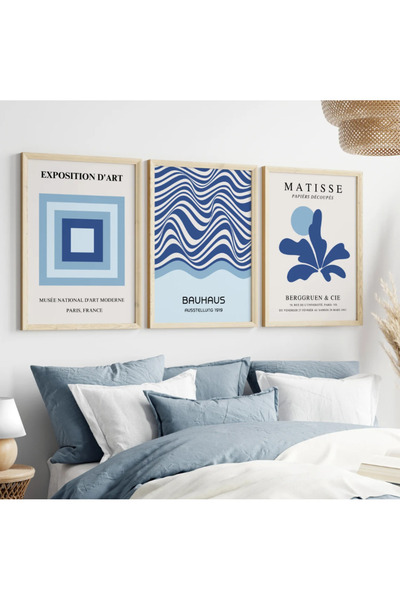 PAM STUDIO Mavi Tonlarda Bauhaus, Matisse ve Modern Sanat Poster Seti – 3’lü ...