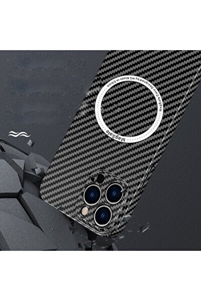 SOHO Protective Case for iPhone 14 Pro, Magnetic, MagSafe, Carbon Fiber Shockproof, Black