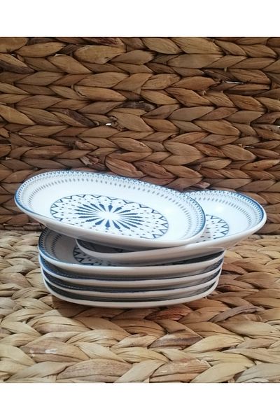 Güral Porcelain Digital 6 Pcs 15 cm (Small) Boat, Jam Bowl, Cake Plate
