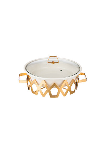 Abareek Al Safa Gold Round Food Warmer with Tender