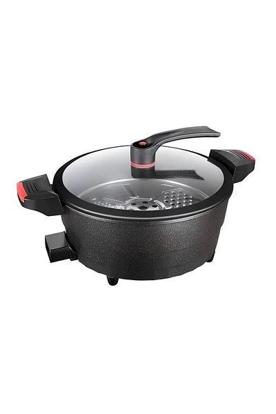 divendi-ro Multifunctional electric pot, Hoffmans, 1500W, 6L capacity, 32 cm diagonal, black