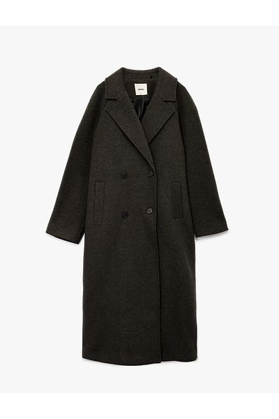 Koton Long Sleeve Pocket Buttoned Double Breasted Long Cashmere Coat