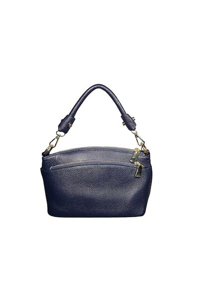 L-line fashion Women's bag, made of genuine leather, navy blue, 23 x 14 x 10