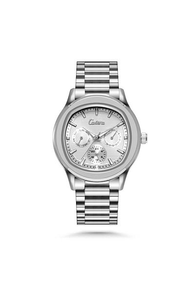 catera Men's classic steel watch with a white dial