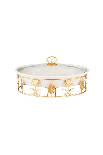 Abareek Al Safa Gold oval food warmer with tender