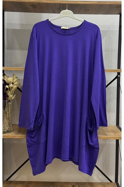 ÖZNE BUTİK Women's 100% Cotton Lycra Pocket Detail A-Line Combed Cotton Tunic