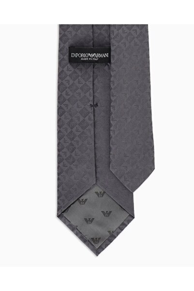 Emporio Armani Men's Pure Silk Fabric Square Eagle Pattern Gray Tie 340075 2R612-00041