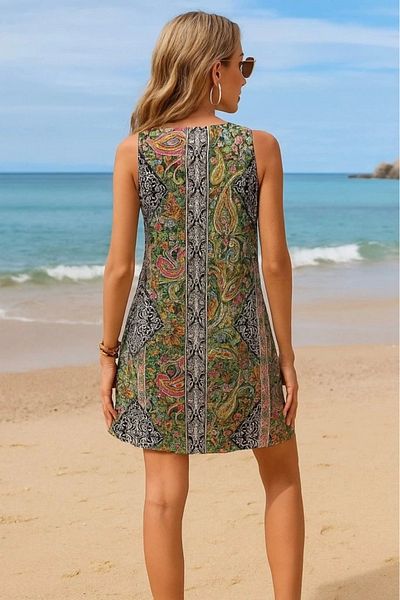 Silerra Women's Short Sleeve Lace V Neck Patterned Single Jersey Dress