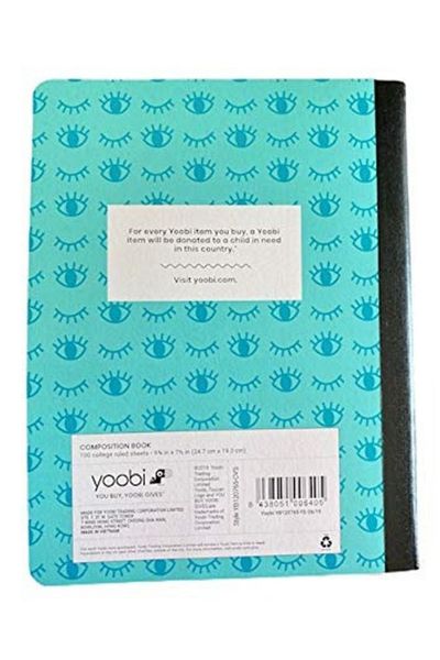 Yoobi Composition Book, College Ruled - Aqua Eyes Closed