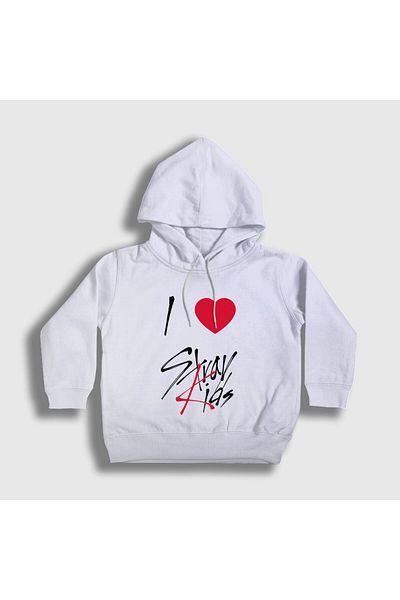 Presmono Unisex Kids White I Love Stray Kids Hooded Sweatshirt 566741Tt