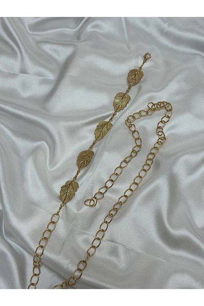 FioriModa Women's Belt with Leaf Chain Detail