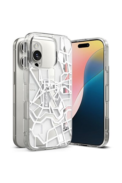 Tim Protective Case for iPhone 16 Pro Max, Timaconprotect, B91, Hard Plastic, Seoul Map Pearl White