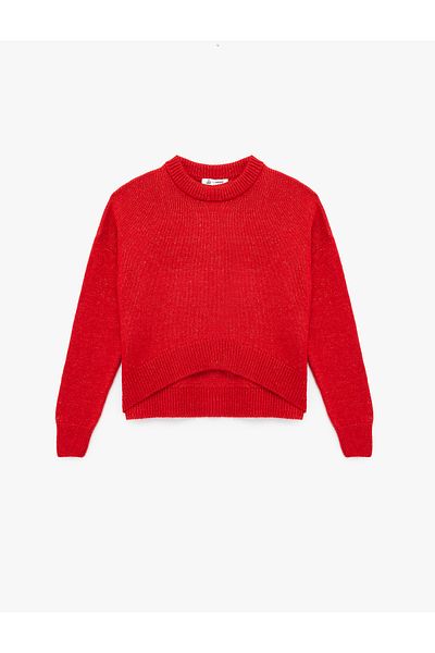 Koton Long Sleeve Crew Neck Asymmetric Cut Sweater
