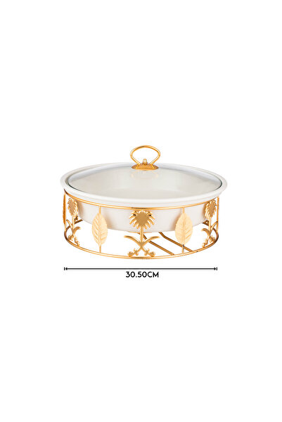 Abareek Al Safa Gold Round Food Warmer with Tender