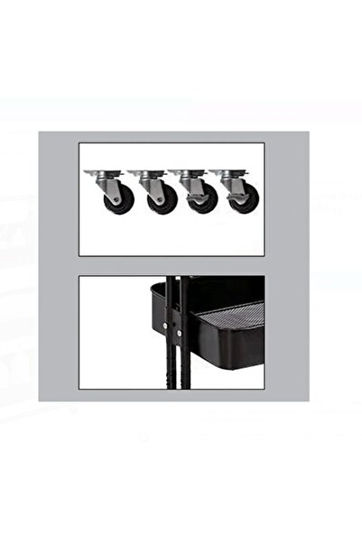 divendi-ro Black metal kitchen worktop, 3 levels, 44x36x82 cm