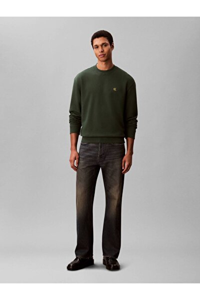 Calvin Klein Erkek Regular Fit Pamuklu Bisiklet Yaka Uzun Kollu Yeşil Sweatshirt LV04RC296G-LLG