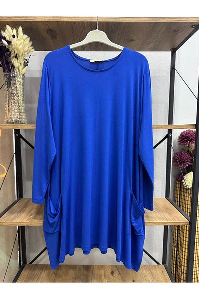 ÖZNE BUTİK Women's 100% Cotton Lycra Pocket Detail A-Line Combed Cotton Tunic