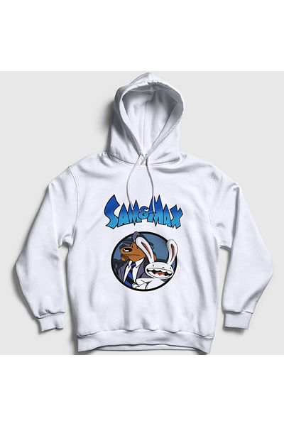Presmono Unisex White Poster Sam and Max Hooded Sweatshirt 569200Tt