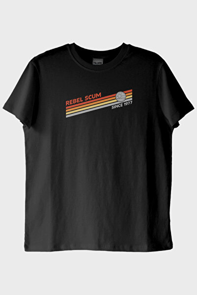 NUUGG تي شيرت أسود برسومات ريترو "Rebel Scum" من حرب النجوم