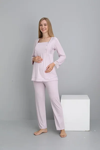 Miss Dünya Lissa Long Sleeve Maternity and Maternity Pajama Set