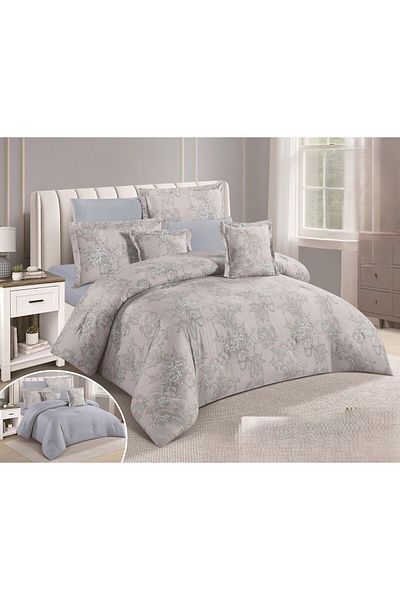 Roshen 100% cotton double-sided printed bedspread, 8-piece comforter set, size 230*250cm