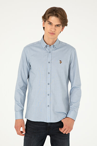 U.S. Polo Assn. Camasa Barbat Bleu Deschis Cu Logo